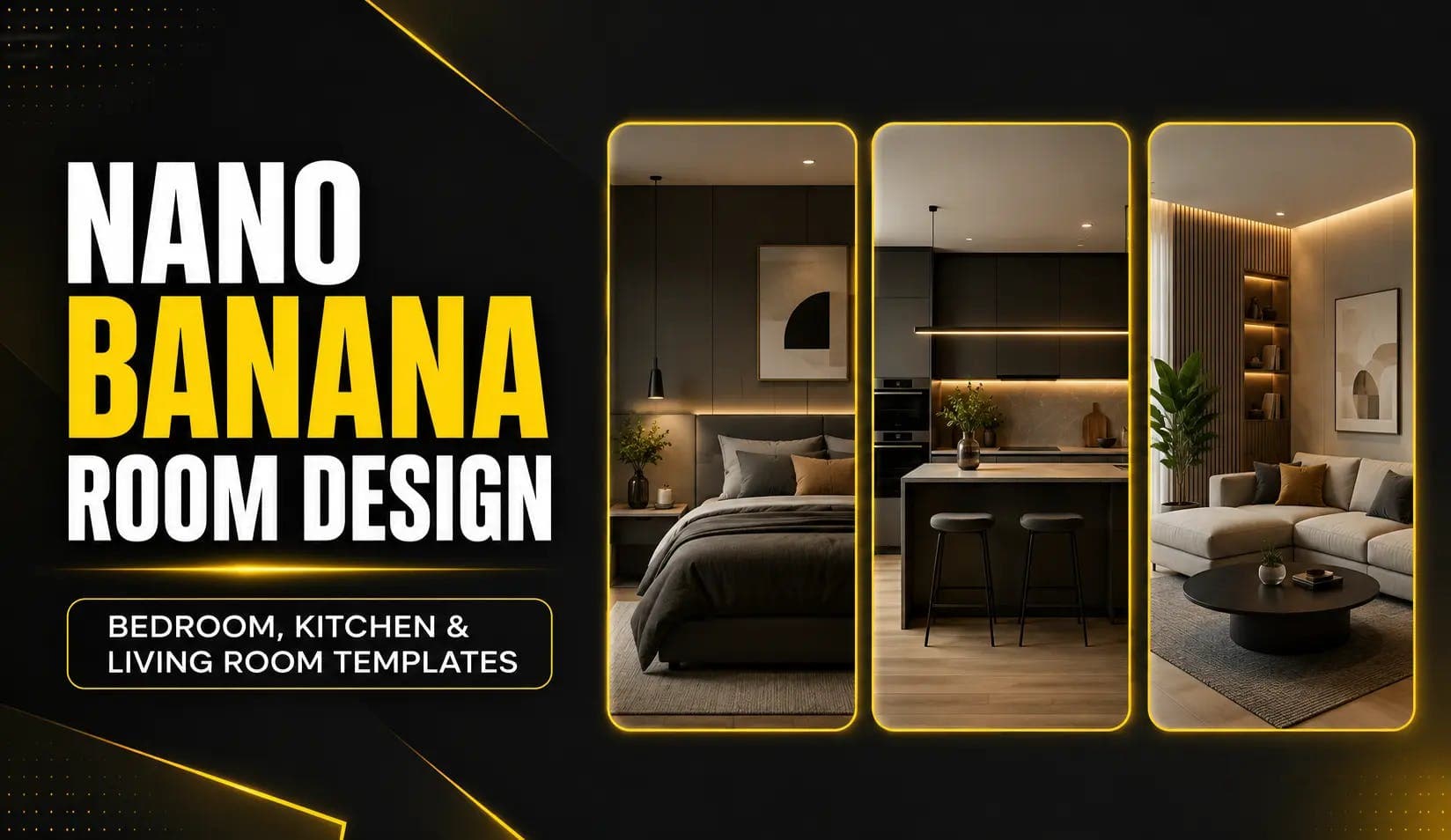 Nano Banana Room Design: Bedroom, Kitchen & Living Room Templates